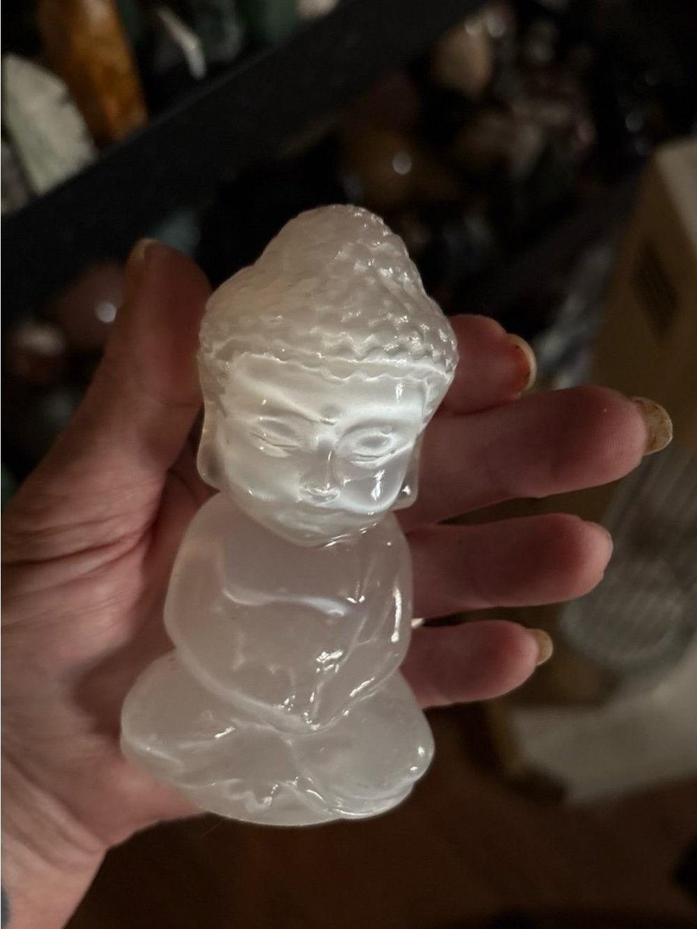 Satin Spar Buddha Carving - Picture 5 of 10
